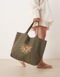 [Accessorize] Accessorize sun embellished shopper bag in green No Size Mid Green