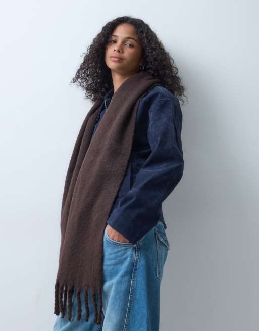 Accessorize super fluffy scarf in chocolate brown, 4 of 5