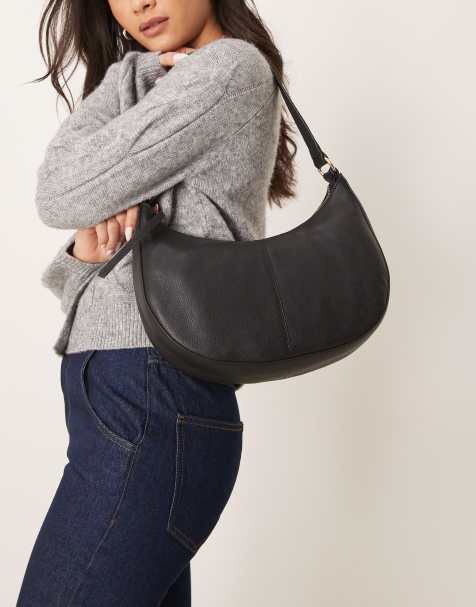Accessorize – Svart axelväska i läder med rundad design - view 1