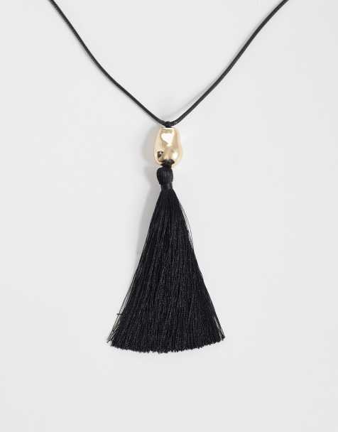 Accessorize – Svart, långt halsband med tofs - view 1