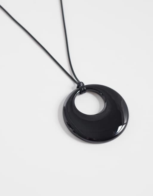 Accessorize – Svart rephalsband med skivhänge, 4 av 4