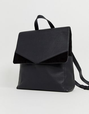 Accessorize – Svart ryggsäck i mocka och läder