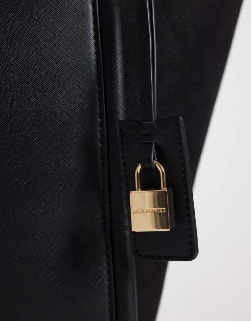 Accessorize – Svart toteväska i mockaimitation, 3 av 4