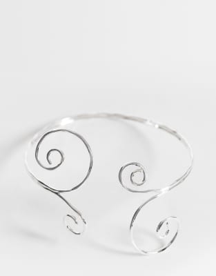 swirly arm cuff in silver tone