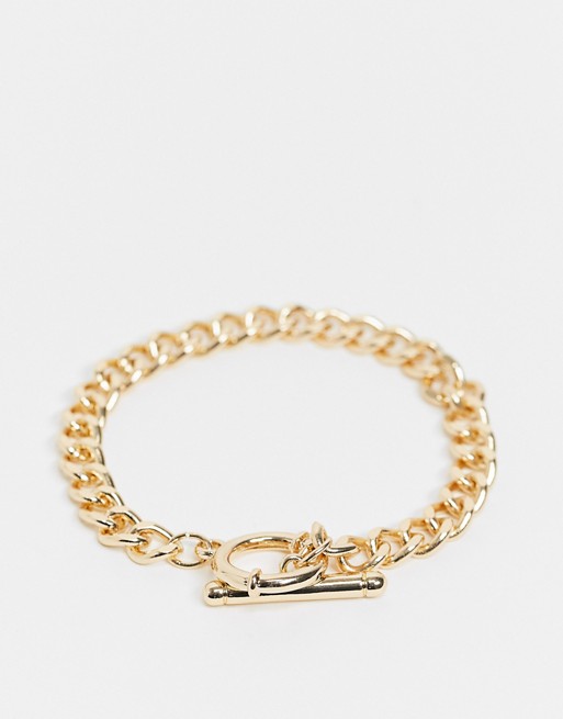 Accessorize t bar chunky chain bracelet in gold