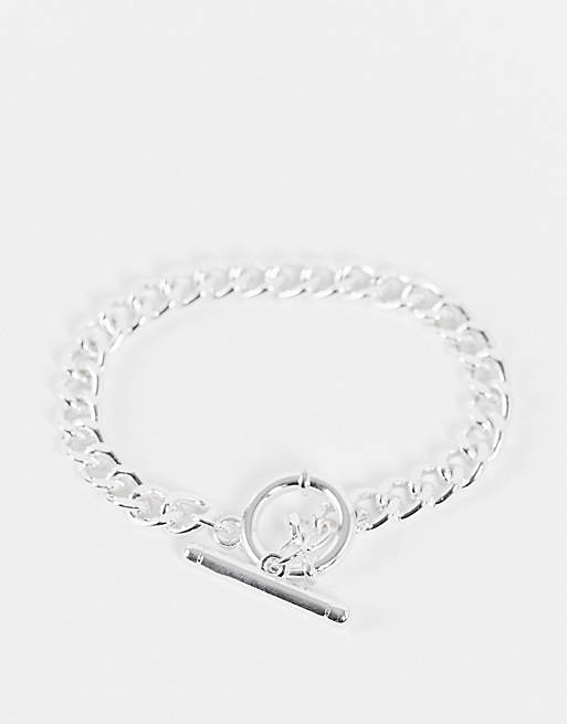 Accessorize t bar chunky chain braclet in silver