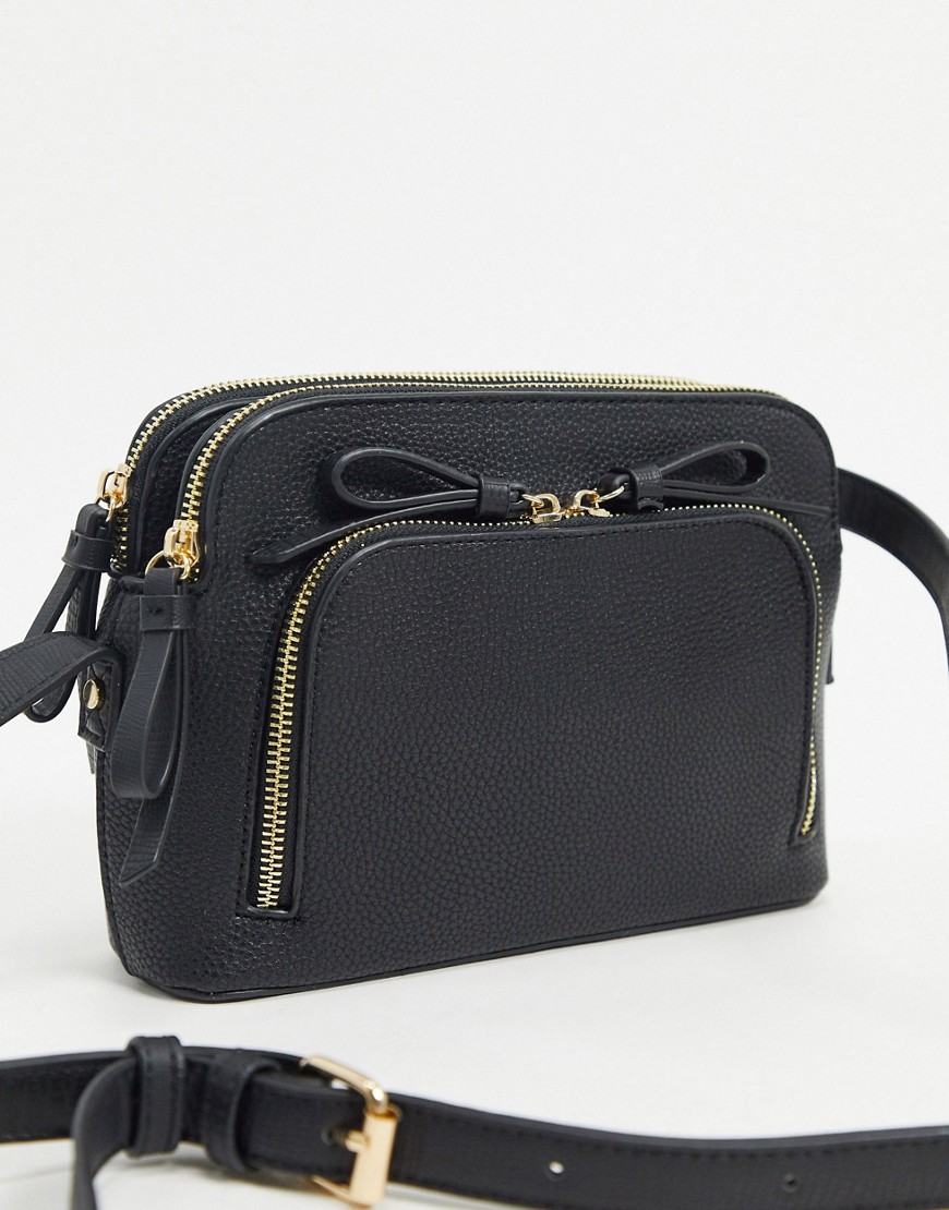 Accessorize Taylor cross body bag with double zip in black