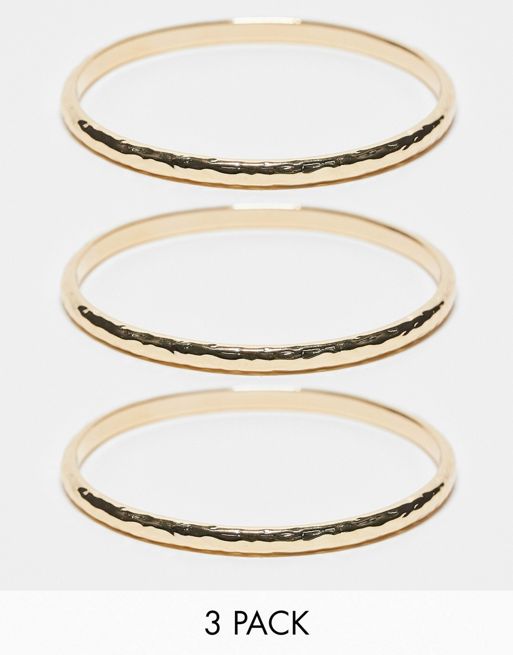 Accessorize textured bangle x3 multipack in gold