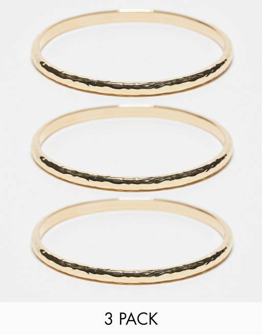 Accessorize textured bangle x3 multipack in gold