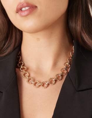 Accessorize Textured Tbar Chain Necklace In Gold
