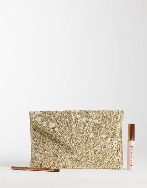 Accessorize tilly envelope clutch bag in gold, 2 of 4