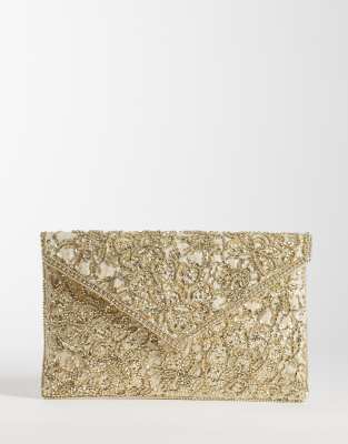 tilly envelope clutch in gold