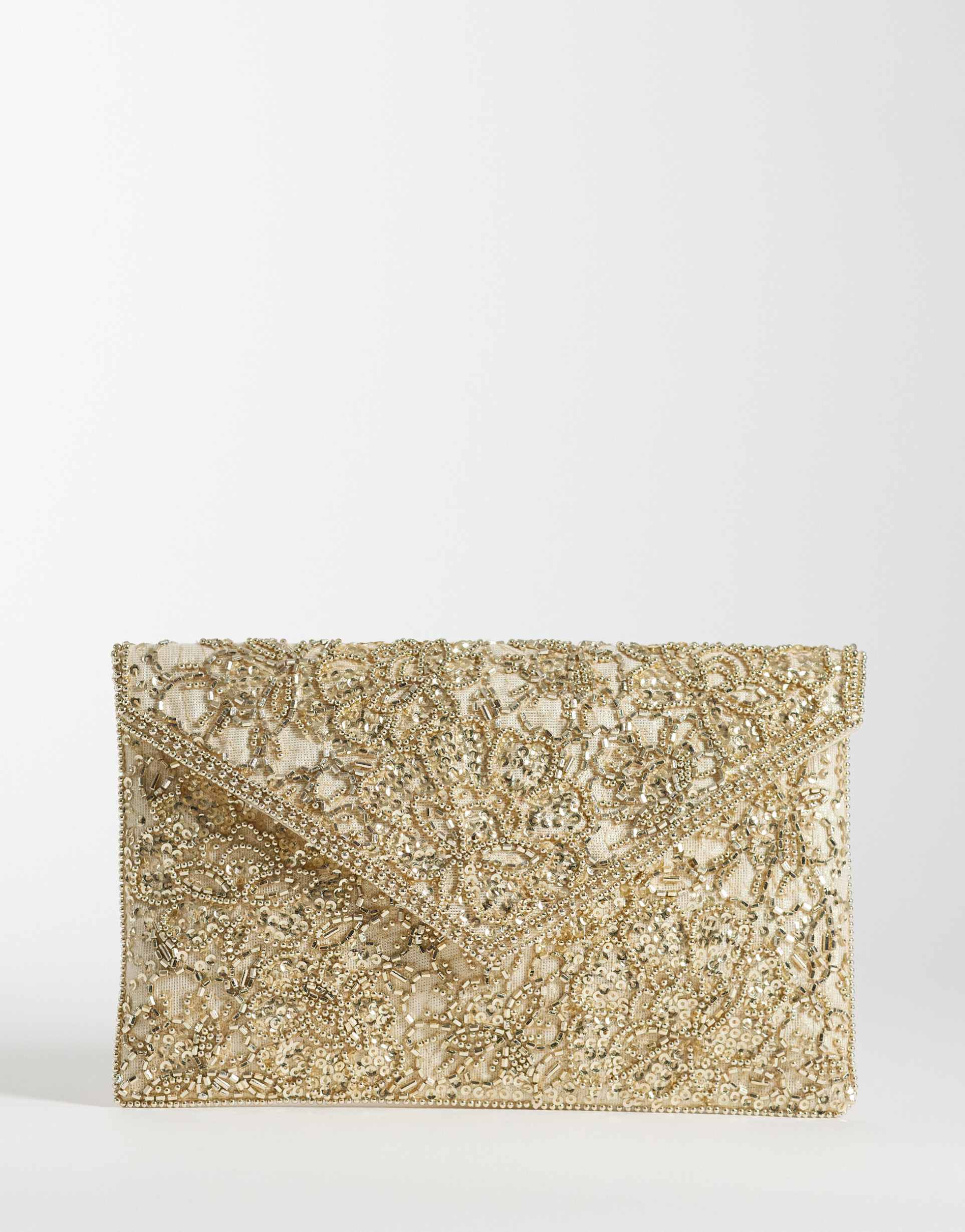 accessorize tilly envelope clutch in gold