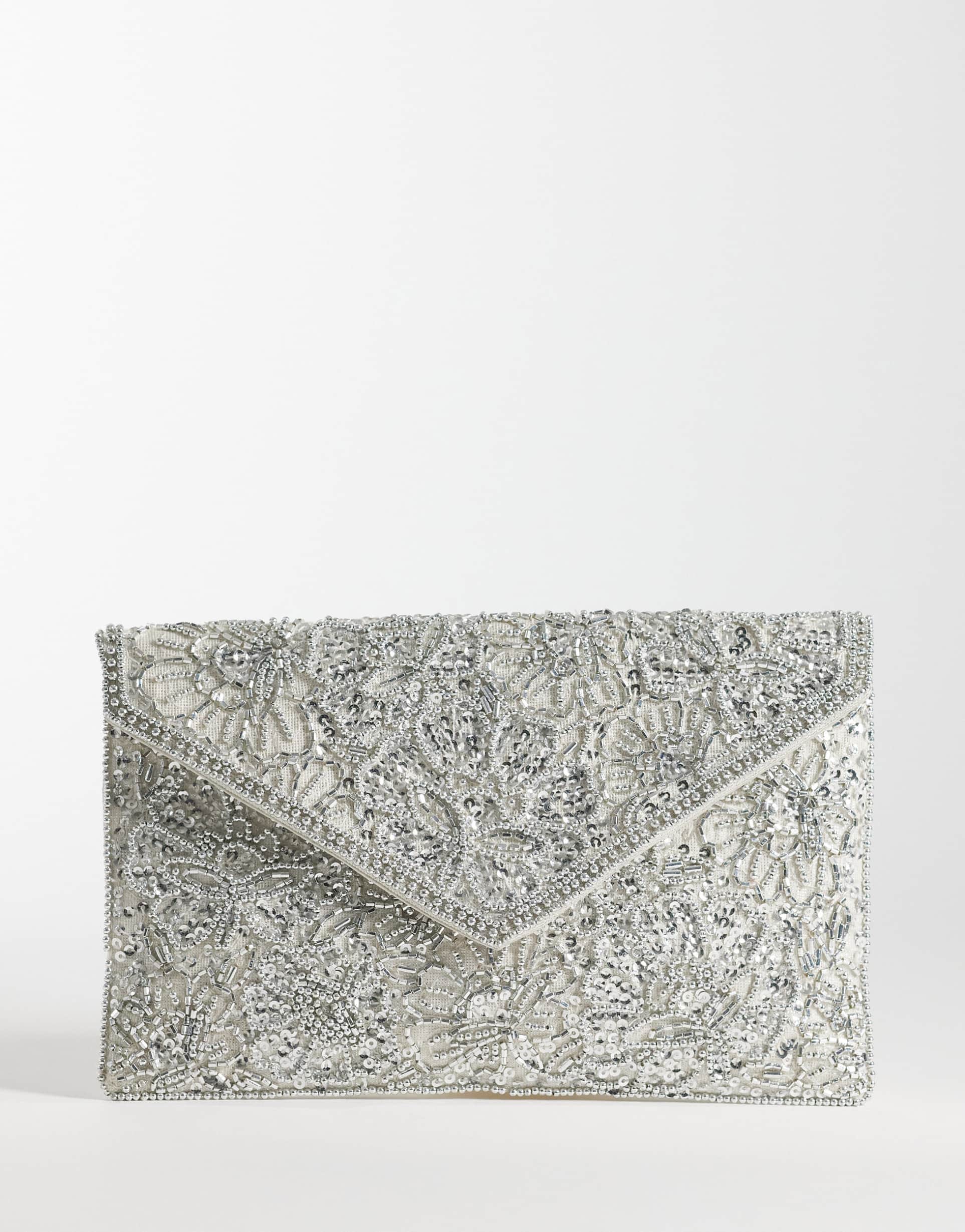accessorize tilly envelope clutch in silver