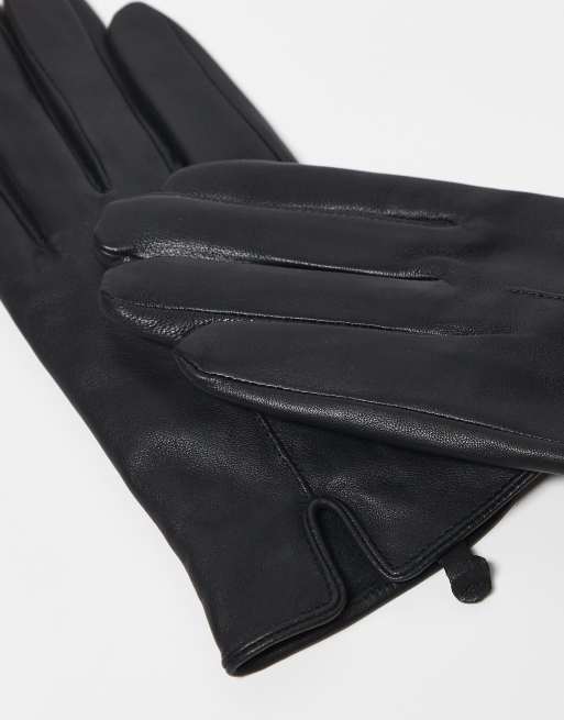 Accessorize touchphone leather gloves in black