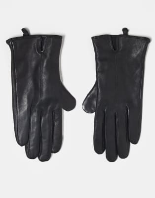 Accessorize - Touchscreen-Handschuhe aus Leder in Schwarz