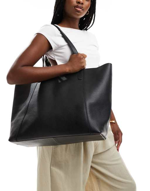 Accessorize – Tragetasche in Schwarz aus Leder, 4 von 4
