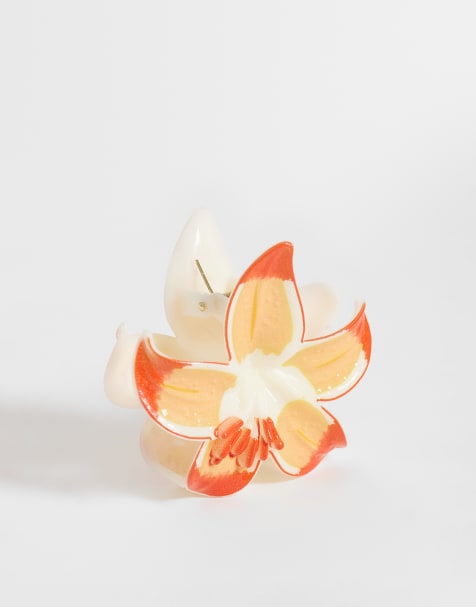 Accessorize tropical lily flower claw clip in orange - view 1