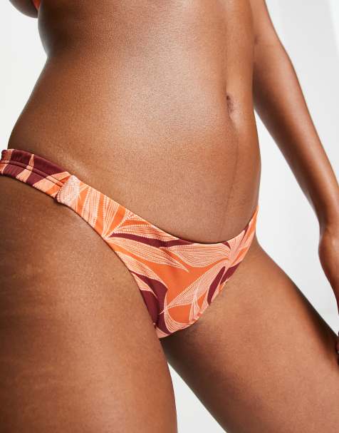 Accessorize – Tropiskt mönstrad bikiniunderdel i tangamodell - view 1