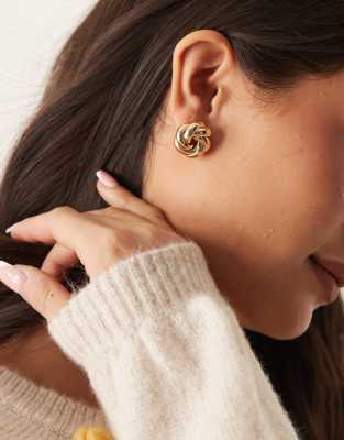 Accessorize Twist Knot Stud Earring In Gold