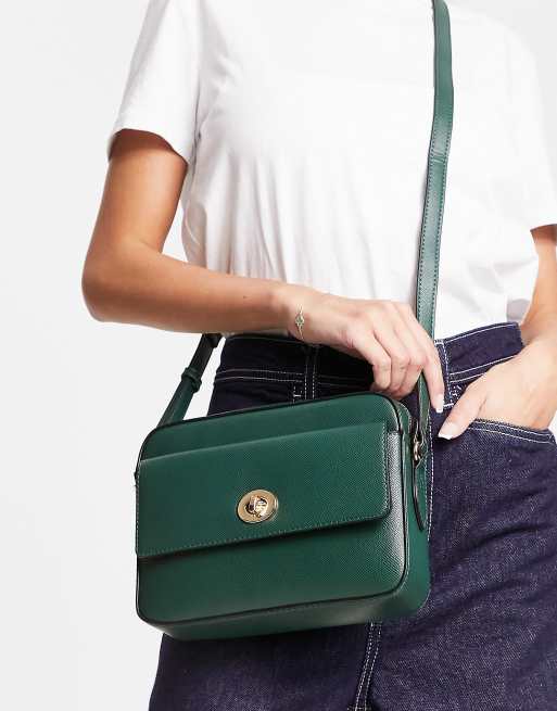 Accessorize twist lock boxy crossbody bag in green