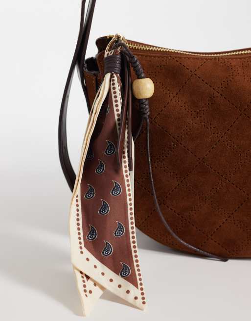 Accessorize – Umhängetasche aus Wildlederimitat in Camel mit Schaldetail, 3 von 4