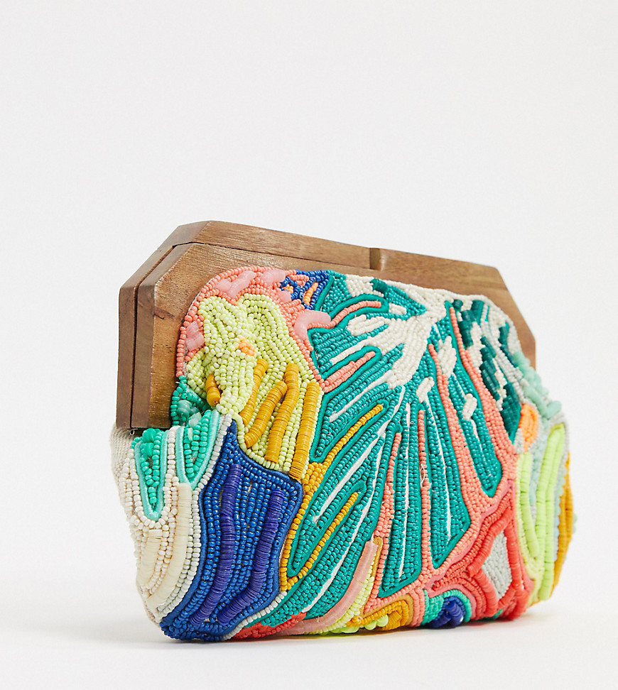 Accessorize – Utsmyckad kuvertväska med tropiskt mönster-Flerfärgad