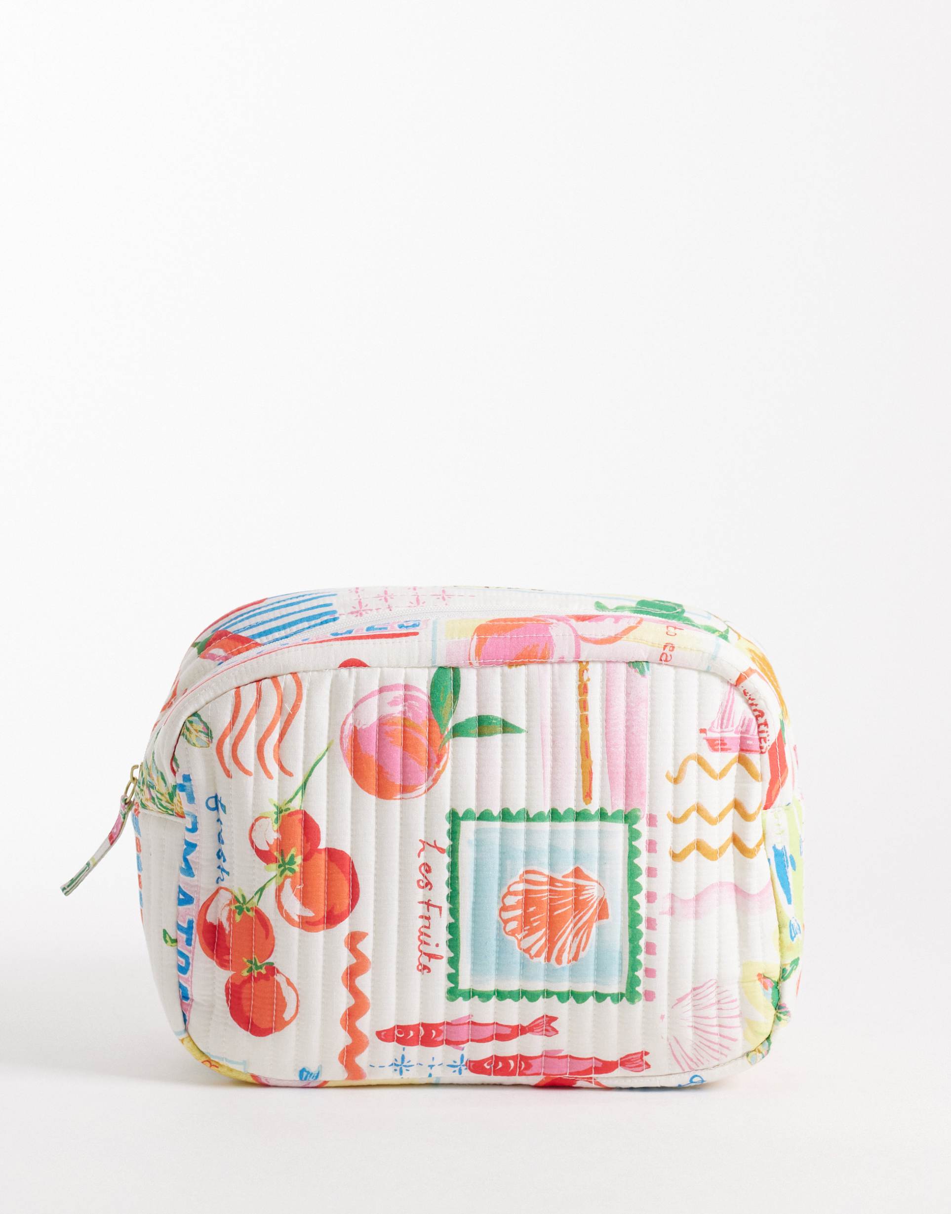 accessorize vacation print quilted makeup bag in multi