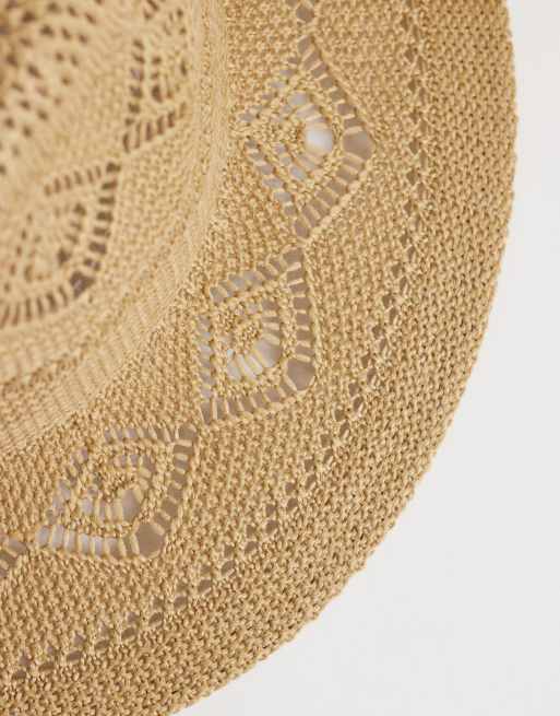 Accessorize – Verstaubarer Cowboy-Hut in Hellbraun mit Webstruktur, 3 von 3