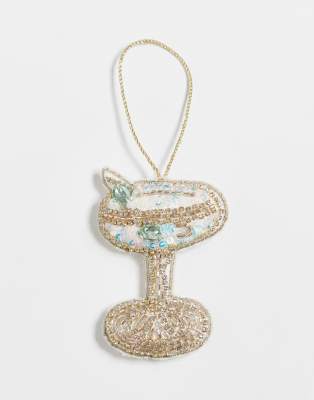 Accessorize - Verzierter Weihnachtsbaumschmuck im silbernen Cocktail-Design