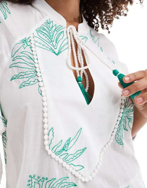 Accessorize Vestito copricostume bianco e verde ASOS