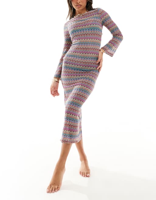 Accessorize - Vêtement de plage long à motif zigzag - Multicolore