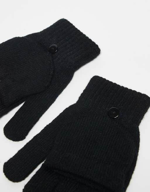 Accessorize - Vingerloze handschoenen met wantovertrek in zwart, 2 van 3