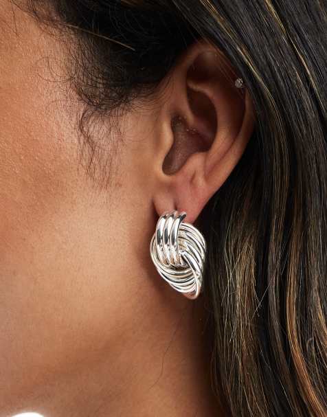 Accessorize vintage knot stud earrings in silver - view 1