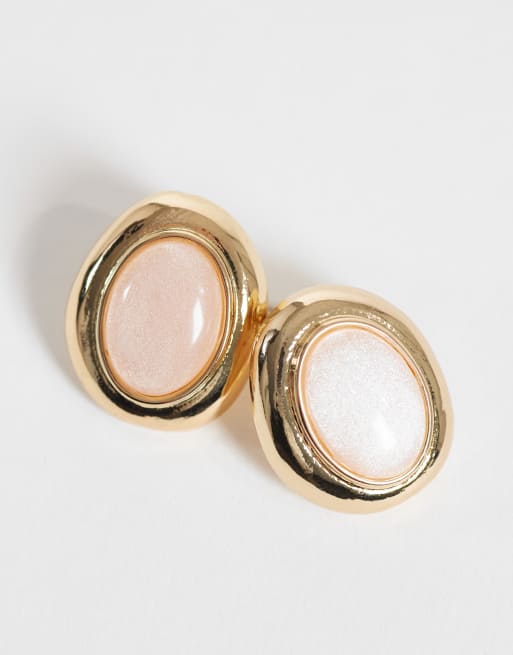 Accessorize vintage look pink stone stud earrings in gold, 2 of 4