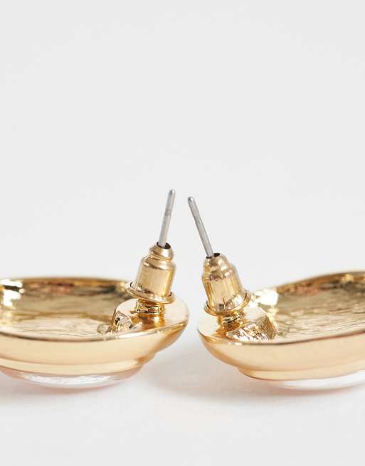 Accessorize vintage look pink stone stud earrings in gold, 3 of 4