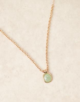 Accessorize Vintage Style Green Stone Pendant Necklace In Gold