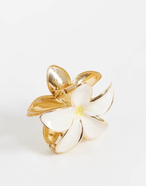 Accessorize – Vit hårklämma med emaljblomma - view 1