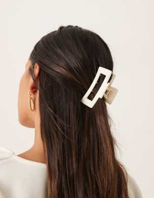 Accessorize – Vit, matt hårklämma i rektangulär design - view 1