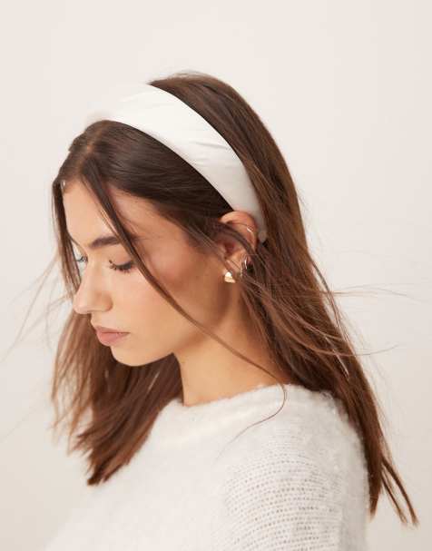Accessorize – Vitt, vadderat pannband i satin - view 1