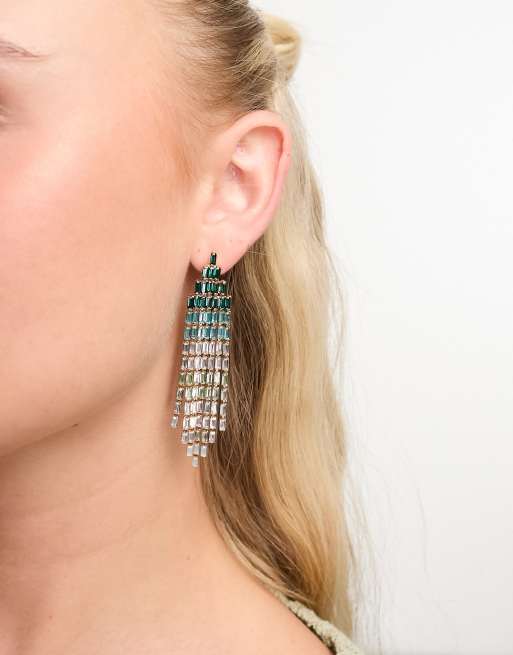 Accessorize - Waterval oorbellen met kleurverloop in groenblauw