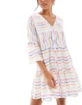 [Accessorize] Accessorize wavy print long sleeve beach cover up in multi XS Multi