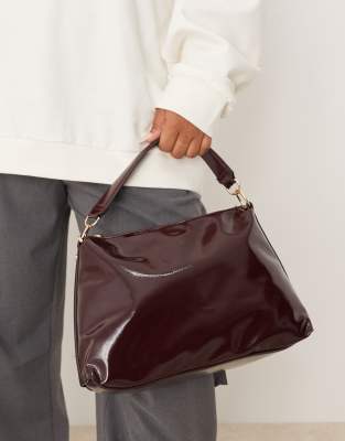 Accessorize - Weiche Handtasche in burgunderroter Lackoptik