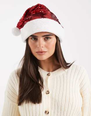 Accessorize - Weihnachten - Weihnachtsmannmütze mit Paillettenbesatz in Rot