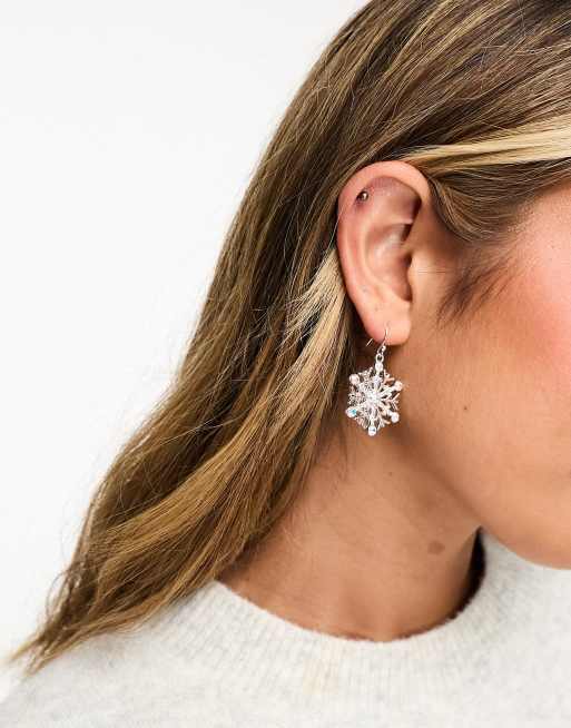 Accessorize – Weihnachtliche Ohrringe in Silber mit Schneeflockenanhänger, 4 von 4