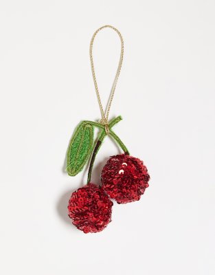 Accessorize - Weihnachtsbaumschmuck mit Kirsch-Design und Paillettenbesatz in Rot