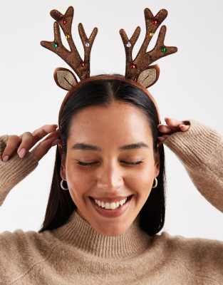 Accessorize - Witzige Geschenke - Haarband in Braun im weihnachtlichen Rentier-Design mit Glitzer-Brown