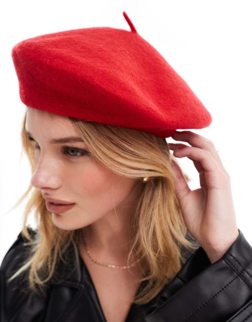 Accessorize wool beret in red ASOS