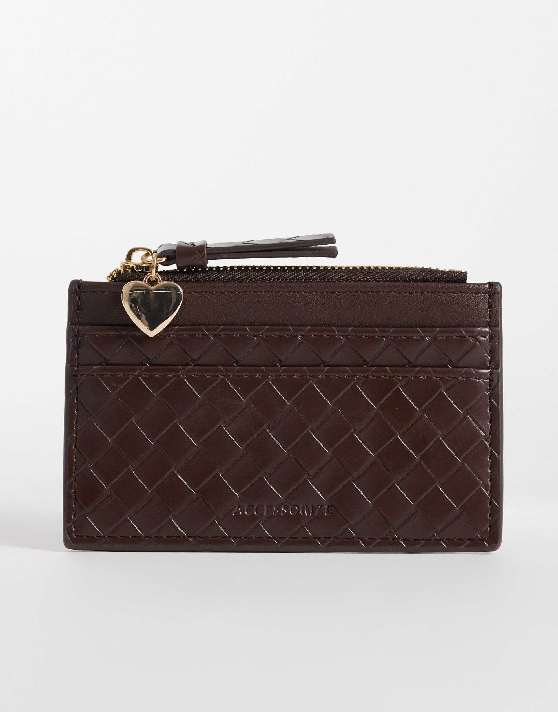 accessorize woven cardholder in chocolate brown