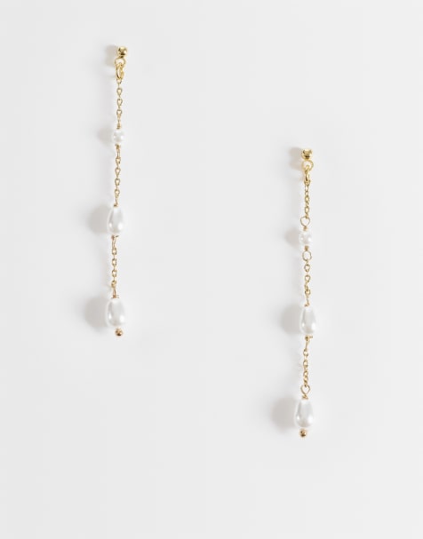 Accessorize Z 14k gold-plated faux pearl chain drop earrings - view 1